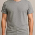 Men’s Grey Round Neck T-Shirt – Sareena Polyester | Lightweight POD-Ready Tee