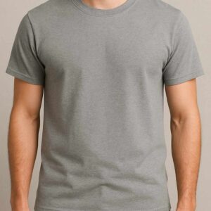 Men’s Grey Round Neck T-Shirt – Sareena Polyester | Lightweight POD-Ready Tee
