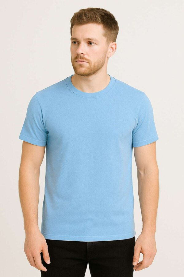 Men’s Sky Blue Round Neck T-Shirt – Sareena Polyester