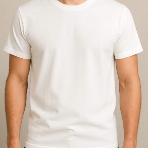 Men’s White Round Neck T-Shirt – Sareena Polyester