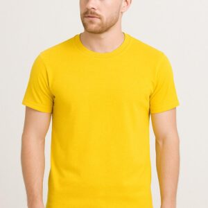 Men’s Yellow Round Neck T-Shirt – Sareena Polyester