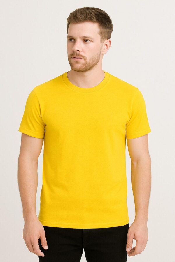 Men’s Yellow Round Neck T-Shirt – Sareena Polyester