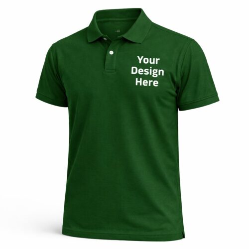 Plain green unisex 220 GSM cotton polo T-shirt with half sleeves and polo collar