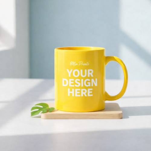 Custom Yellow Ceramic Mug | Personalised Coffee & Tea Mug for Branding & Gifts
